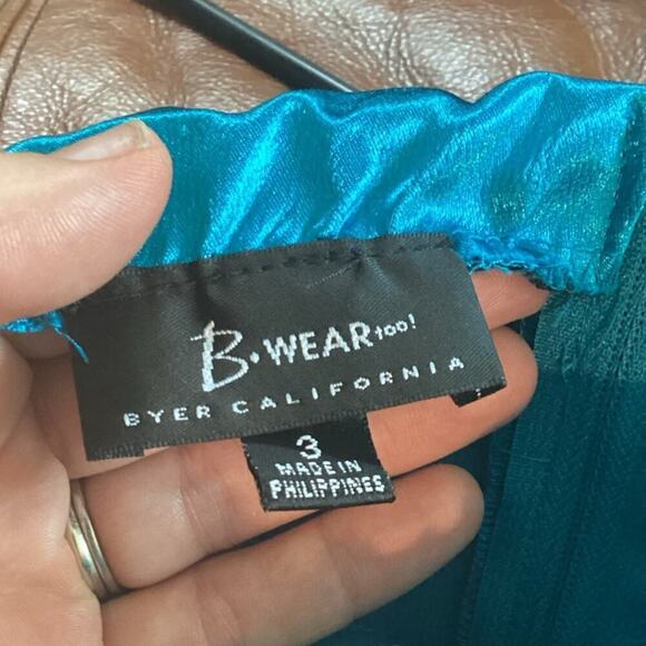 Vtg Womens Satin Mini Dress XS 3 Formal Prom Party Cocktail Teal Blue Black Y2K - Picture 3 of 10